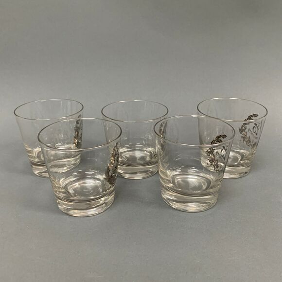 25th Silver Anniversary Old Fashion Clear Glasses Platinum 3 5/8" High Lot of 5 - Picture 6 of 7